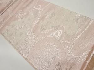 流水に椿・菊模様織出し袋帯